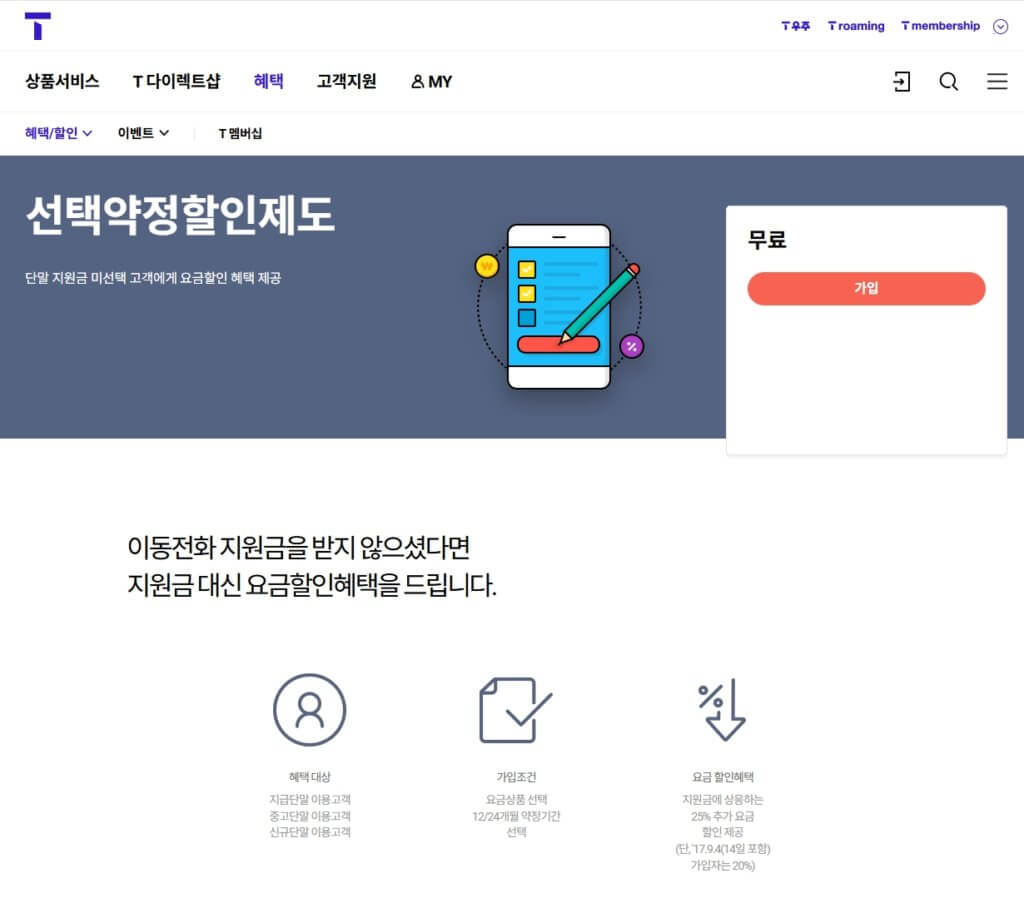 SK 선택약정할인제도