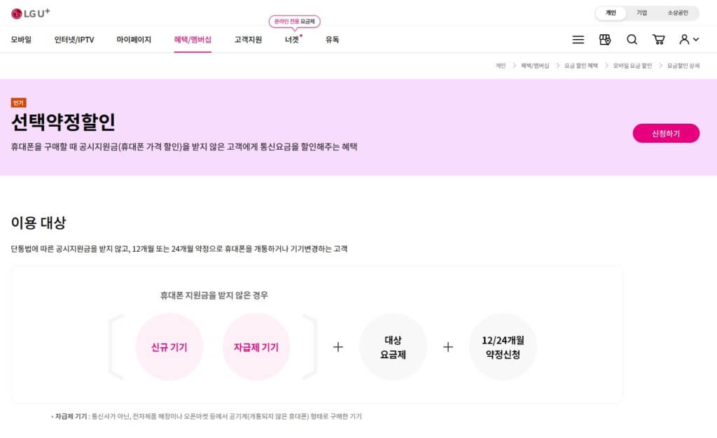 U+ 선택약정할인제도